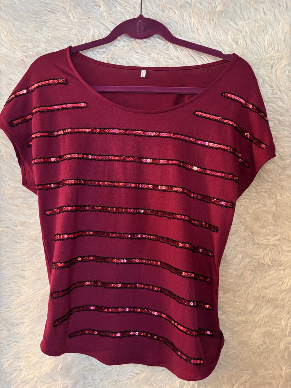 Burgundy Sequin Blouse Size Small
